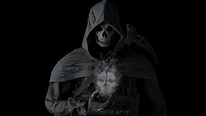 Ghost Azrael Hooded Skull Character in Tactical Gear with Smoke Effect HD wallpaper