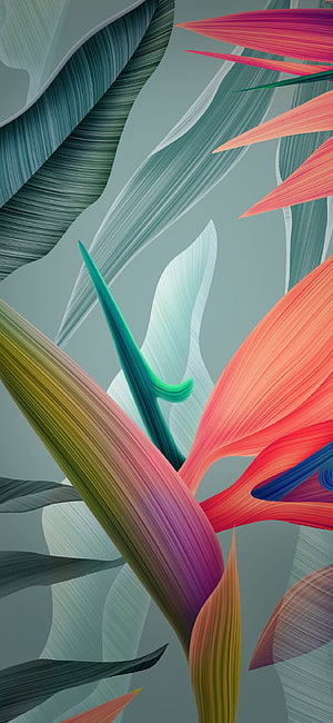 Vibrant Abstract Tropical Leaves with Gradient Pink and Teal Foliage HD phone wallpaper