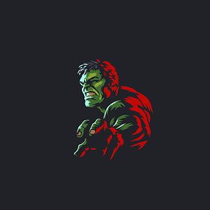Red Hulk Vector Illustration with Green Skin and Angry Expression HD phone wallpaper