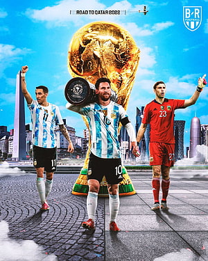 Lionel Messi, Angel Di Maria, and Emiliano Martinez Argentina World Cup 2022 Champions Wallpaper HD phone wallpaper