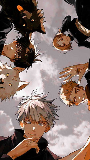 Jujutsu Kaisen Gojo Satoru, Geto Suguru, and Mahito Anime Group Portrait Wallpaper HD phone wallpaper