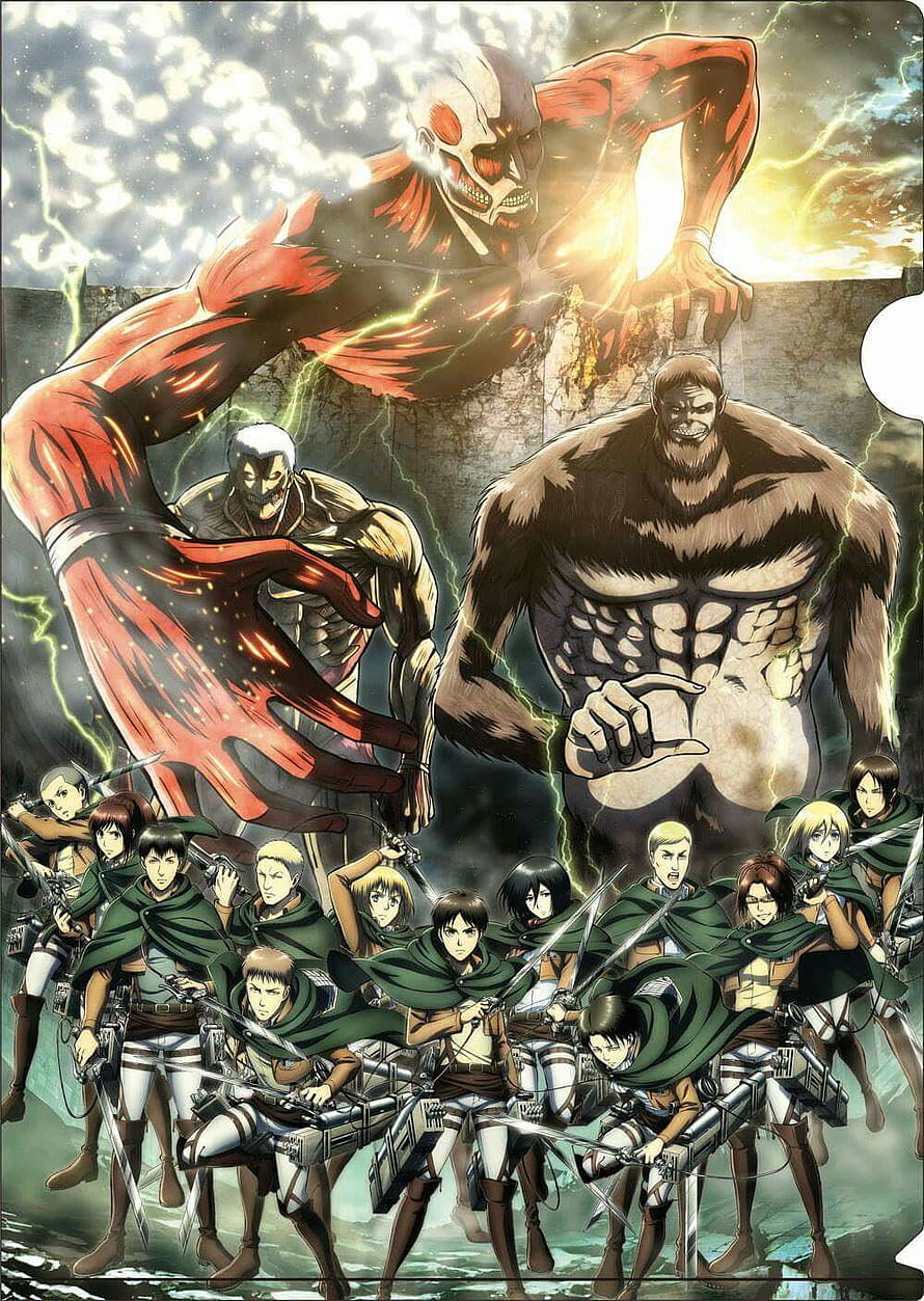 Attack on Titan Survey Corps and Colossal Titan Anime Wallpaper HD phone wallpaper