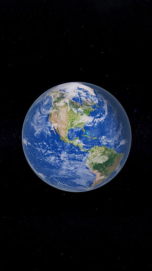 Planet Earth View From Space Showing Americas Continents And Starry Background HD phone wallpaper