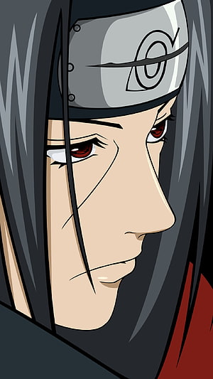 Itachi Uchiha Sharingan Close-Up Portrait From Naruto Anime Series HD phone wallpaper