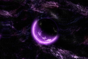 Violet Planet with Glowing Nebula and Starfield in Deep Space HD wallpaper