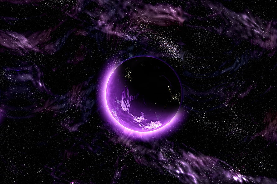Violet Planet with Glowing Nebula and Starfield in Deep Space HD wallpaper