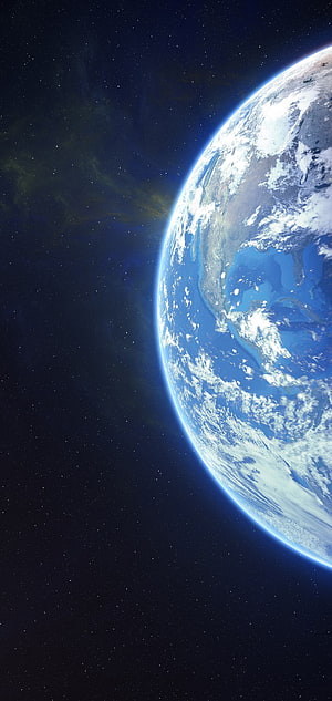 Planet Earth View From Space With Starry Background And Blue Atmosphere HD phone wallpaper