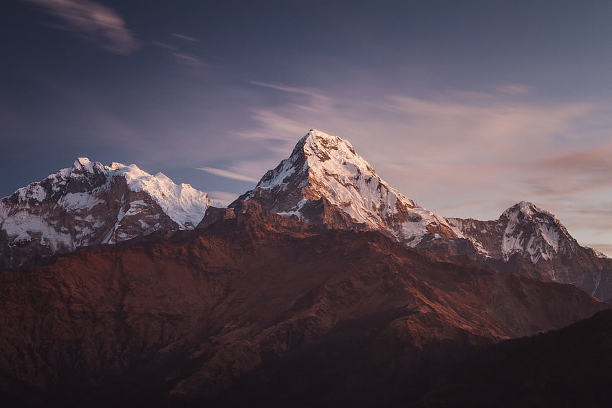 Majestic Snow-Capped Himalayan Peaks in Nepal at Golden Hour HD wallpaper
