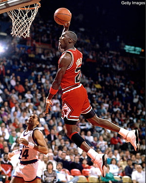 Michael Jordan Chicago Bulls Slam Dunk Action Shot HD phone wallpaper
