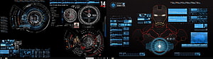 Iron Man HUD Interface Desktop Wallpaper with Futuristic Blue and Red Dashboard Elements, iron man dual screen 3. Dual Monitor HD wallpaper