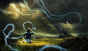 Oathbringer Stormlight Archive Fantasy Illustration with Ethereal Light Ribbons HD wallpaper