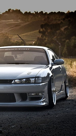 Silver Nissan Silvia S15 Stance Build with Low Ride Height and Custom Wheels HD phone wallpaper