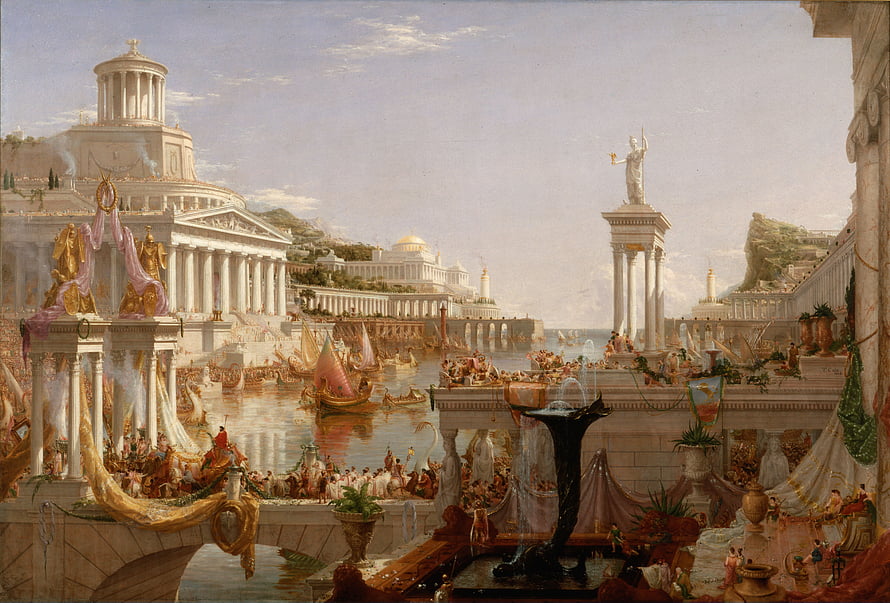 The Course of Empire: A Grand Neoclassical Painting of Ancient Roman Harbor and Architecture, roman empire #painting #canvas Ancient Rome K # # #. The course of empire, Fine art, Framed canvas prints, Aesthetic Roman HD wallpaper