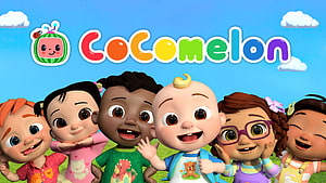 CoComelon 3D Animated Characters Group Portrait Under Blue Sky HD wallpaper