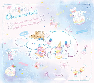 Cinnamoroll Kawaii Illustration with Pastel Candy and Unicorn Theme HD wallpaper