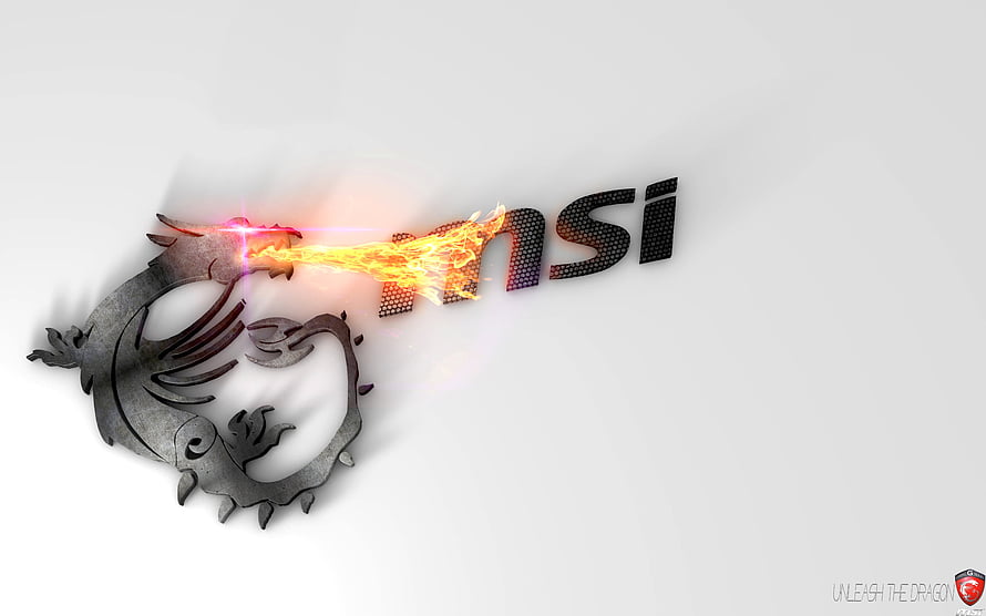 MSI Gaming Dragon Logo with Fiery Breath on White Background HD wallpaper