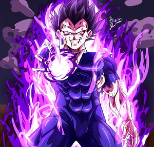 Vegeta Ultra Ego Form Charging Kamehameha with Purple Aura HD wallpaper