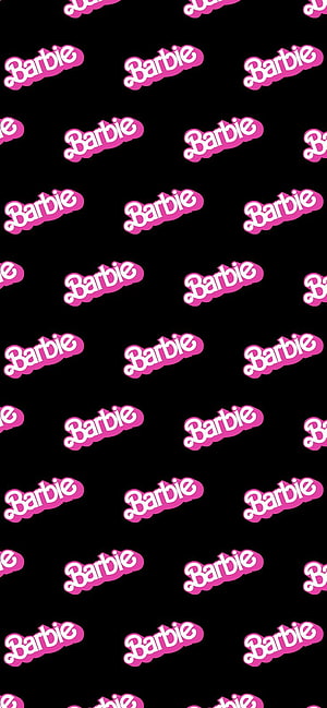 Barbie Movie Logo Pattern Wallpaper Pink and Black Background HD phone wallpaper