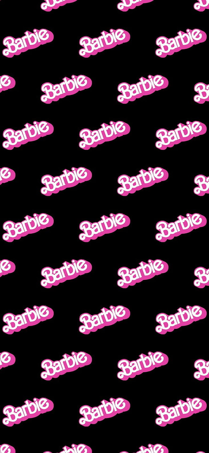 Barbie Movie Logo Pattern Wallpaper Pink and Black Background HD phone wallpaper