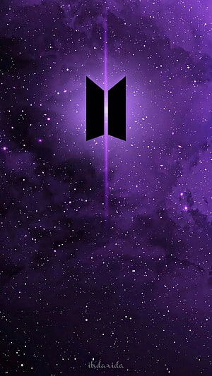BTS Purple Galaxy Wallpaper with Official Logo and Starry Night Sky Background HD phone wallpaper