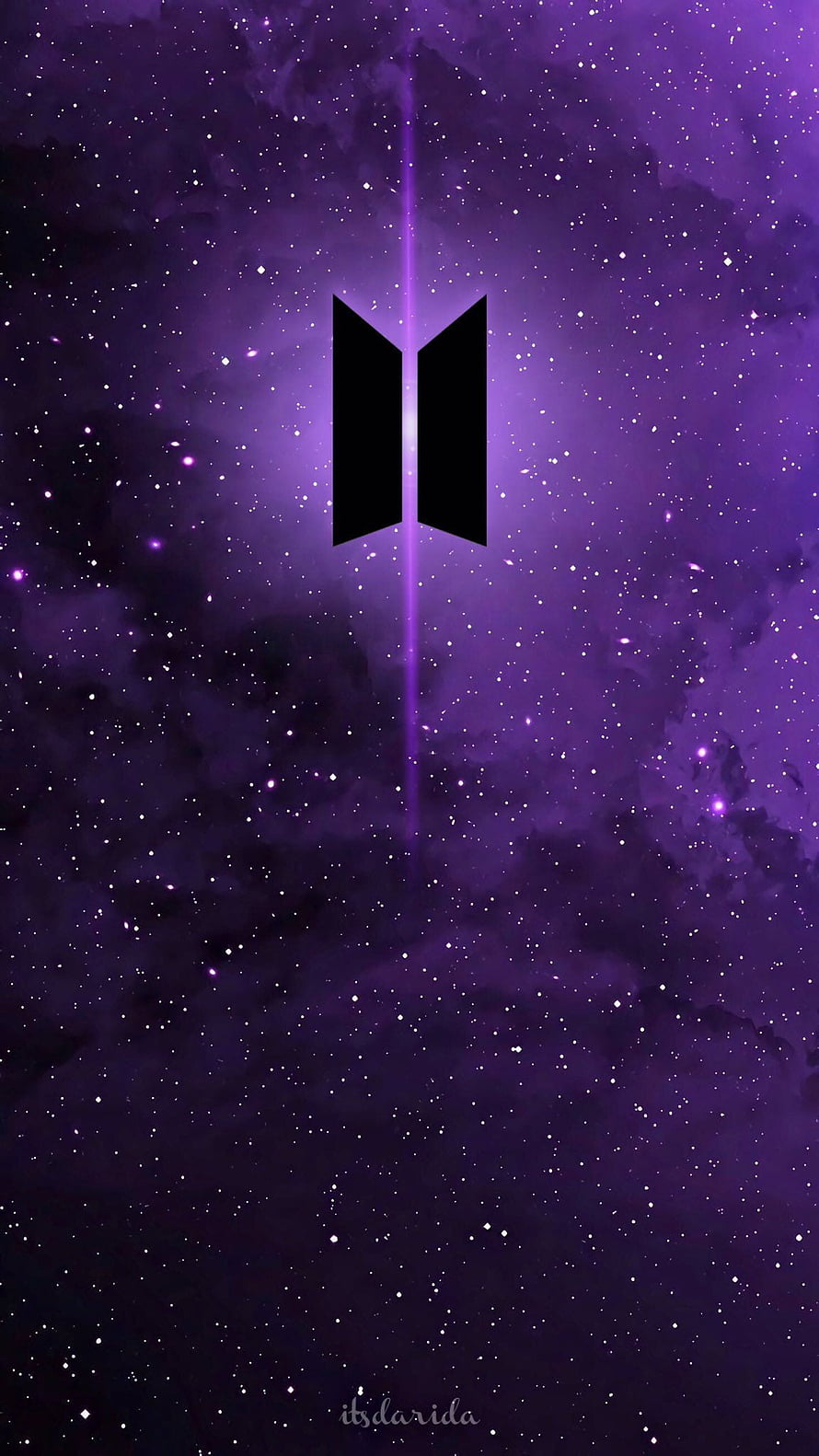 BTS Purple Galaxy Wallpaper with Official Logo and Starry Night Sky Background HD phone wallpaper