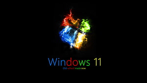 Windows 11 Electric Plasma Logo on Black Background HD wallpaper