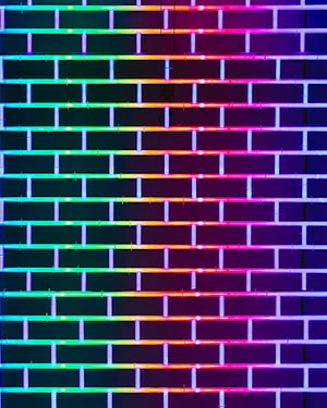 Vibrant Neon Brick Wall Pattern with Multicolored Glowing Grid Lines HD phone wallpaper