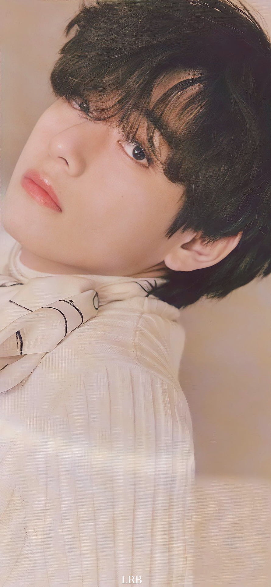 Kim Taehyung BTS Portrait in Soft White Pleated Attire HD phone wallpaper