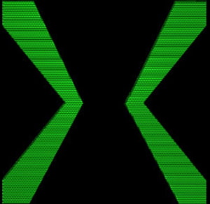 Green X Symbol On Black Background With Horizontal Scan Lines HD wallpaper