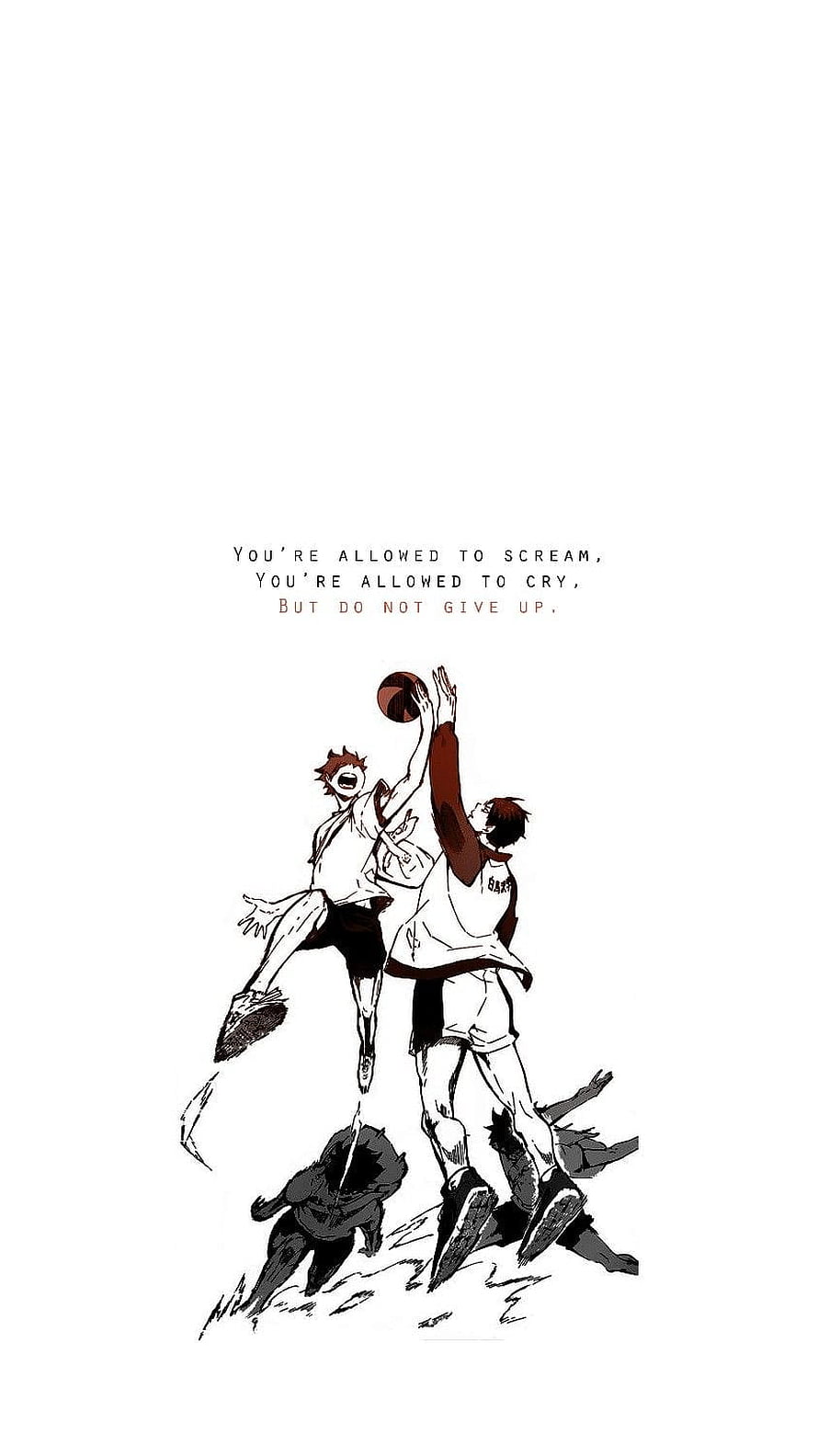 Kuroko no Basket anime basketball players jumping for the ball with motivational quote wallpaper HD phone wallpaper