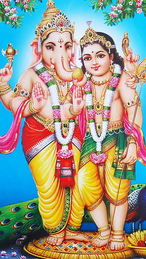 Ganesha and Subramanya Hindu Deities Wallpaper, God Murugan, God Ganesha HD phone wallpaper
