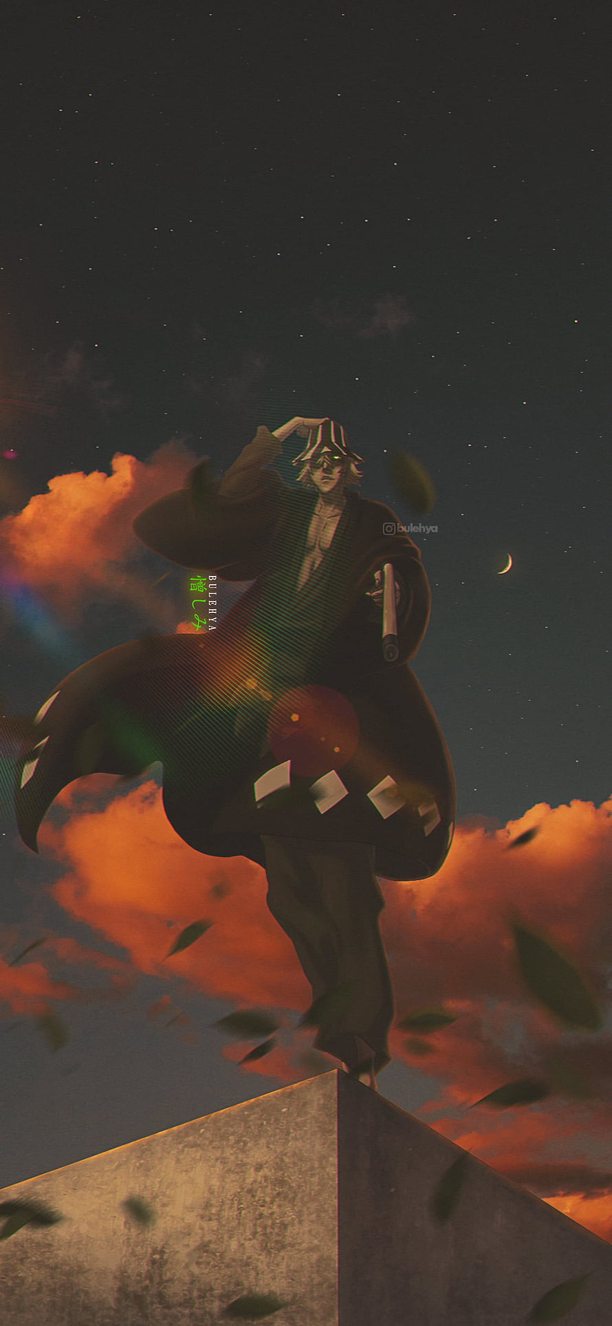Urahara Kisuke Bankai Bleach Anime Character Standing on Rooftop at Night HD phone wallpaper