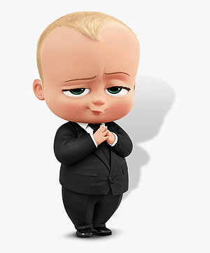 Boss Baby Character in Black Business Suit with Hands Clasped HD phone wallpaper