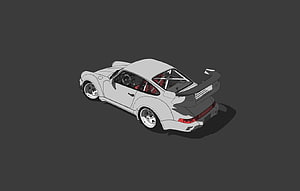 White Porsche 911 GT3 RS Isometric Vector Illustration with Roll Cage HD wallpaper