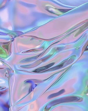 Abstract Liquid Chrome Texture with Iridescent Holographic Waves and Metallic Sheen HD phone wallpaper