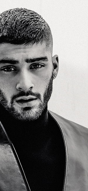 Zayn Malik Black and White Portrait with Short Hair and Beard HD phone wallpaper