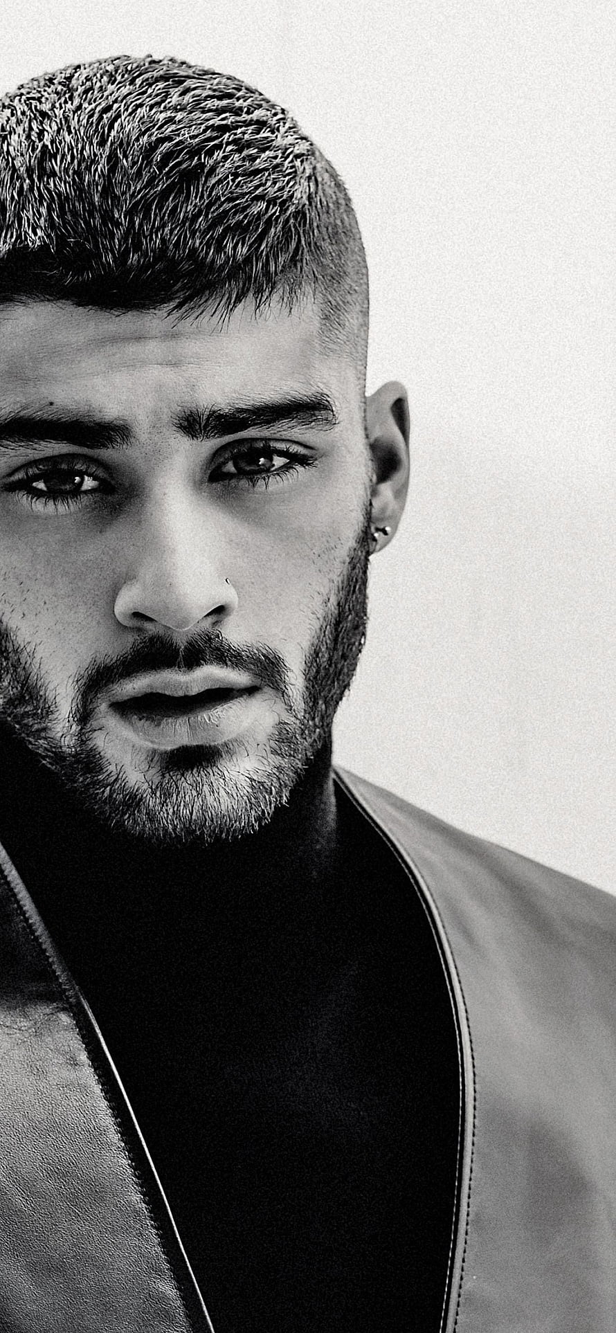 Zayn Malik Black and White Portrait with Short Hair and Beard HD phone wallpaper