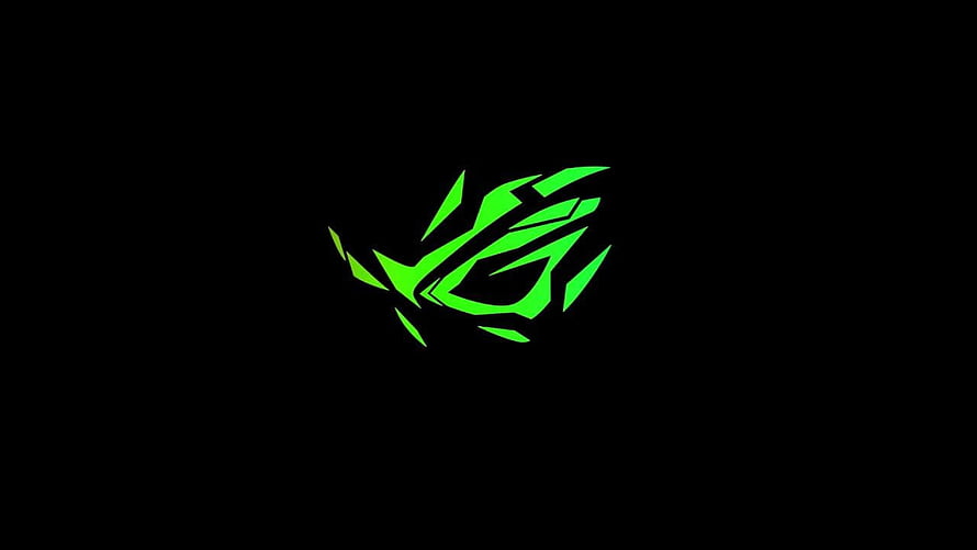 Green ROG Logo on Black Background Minimalist Gaming Brand Emblem HD wallpaper