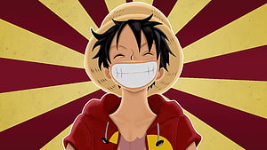 Monkey D. Luffy Wearing Straw Hat And Red Hoodie Anime Portrait HD wallpaper