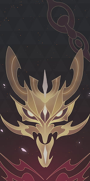 Arataki Itto Genshin Impact Namecard Artwork with Golden Mask and Dark Background HD phone wallpaper