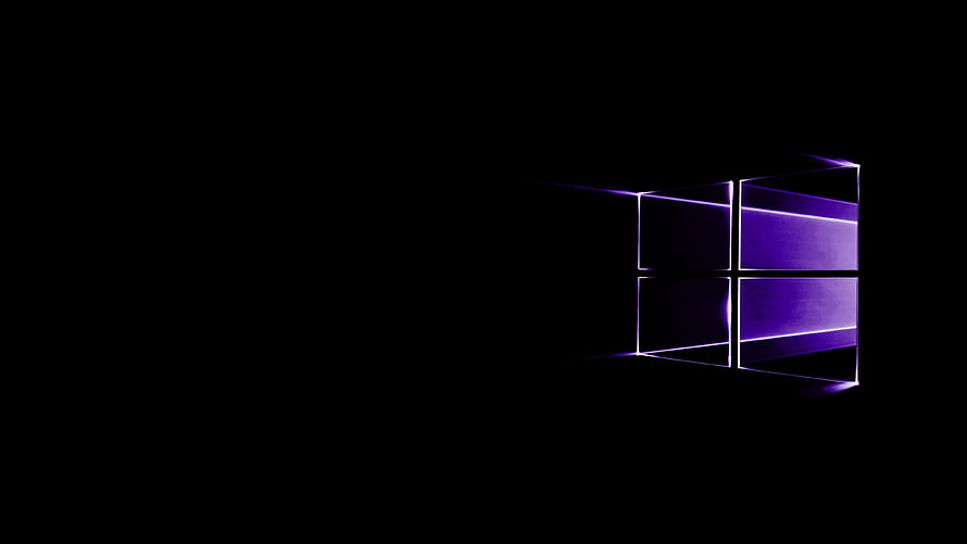 Windows 10 Dark Purple Neon Logo on Black Background Minimalist Desktop Wallpaper HD wallpaper