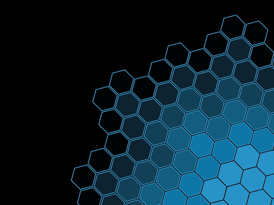 Abstract Blue Hexagon Grid Pattern on Black Background HD wallpaper