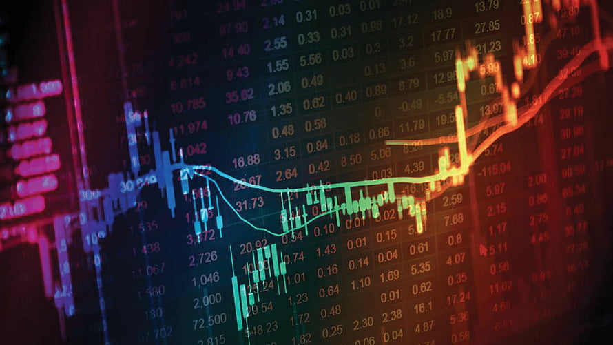 Neon Candlestick Chart and Stock Market Data Displaying Financial Trading Trends HD wallpaper