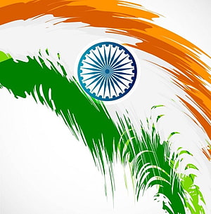 Indian National Flag with Ashoka Chakra and Brush Stroke Design HD phone wallpaper