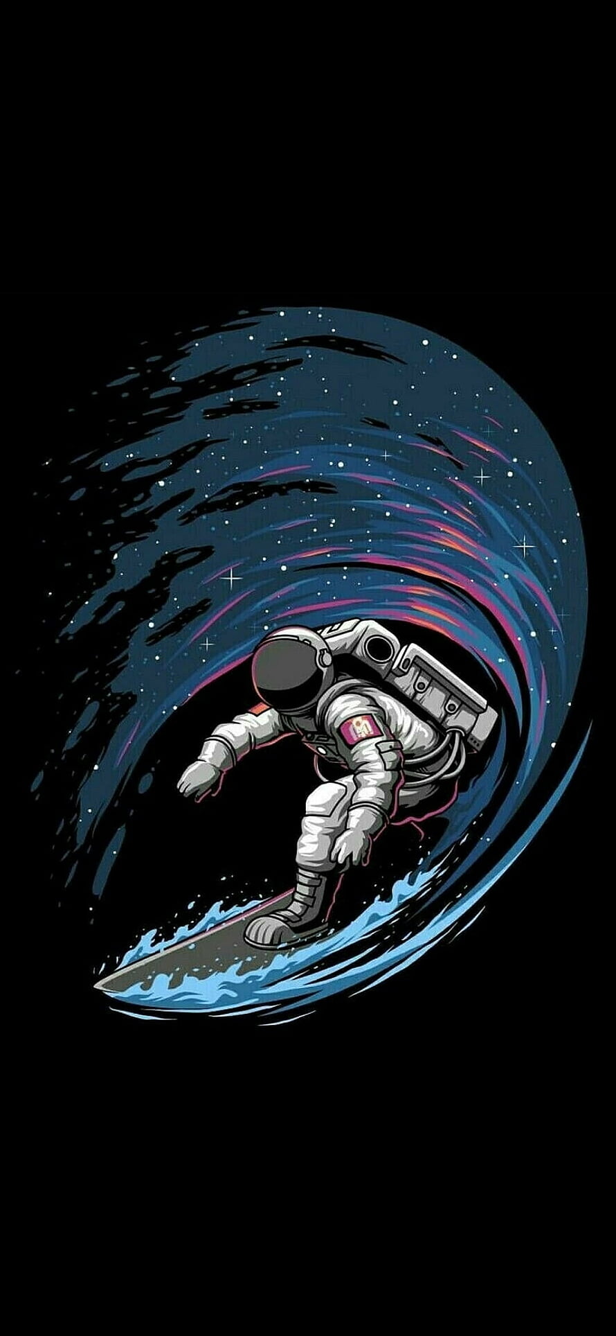 Astronaut Surfing a Cosmic Wave in Deep Space Digital Illustration HD phone wallpaper