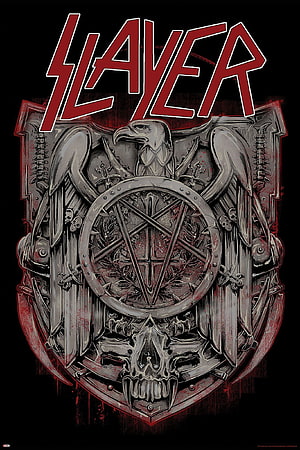 Slayer Heavy Metal Band Emblem Poster with Eagle and Skull Design HD phone wallpaper