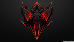 Aggressive Red and Black Geometric Crystal Mask on Dark Background HD wallpaper