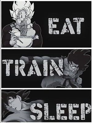 Dragon Ball Super Goku Eat Train Sleep Fitness Motivation Anime Wallpaper HD phone wallpaper