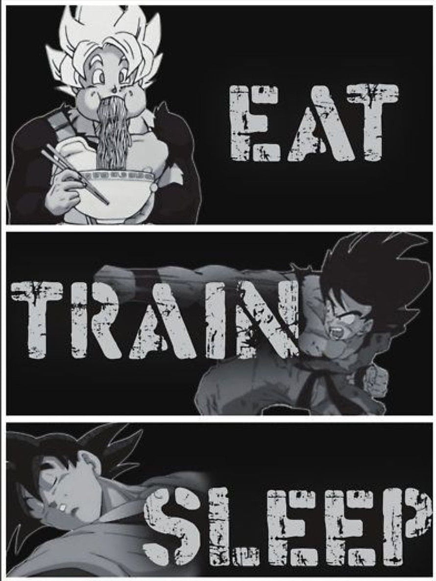 Dragon Ball Super Goku Eat Train Sleep Fitness Motivation Anime Wallpaper HD phone wallpaper