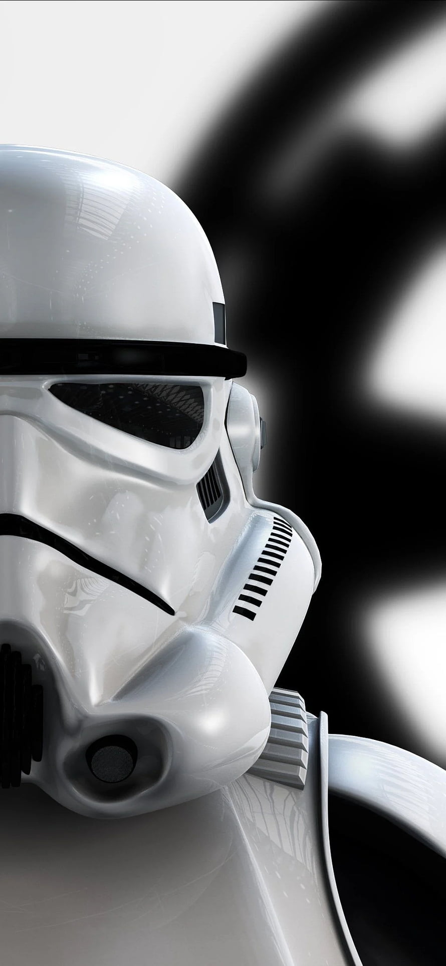 Star Wars Stormtrooper Helmet Close-Up Portrait in High Contrast Black and White HD phone wallpaper
